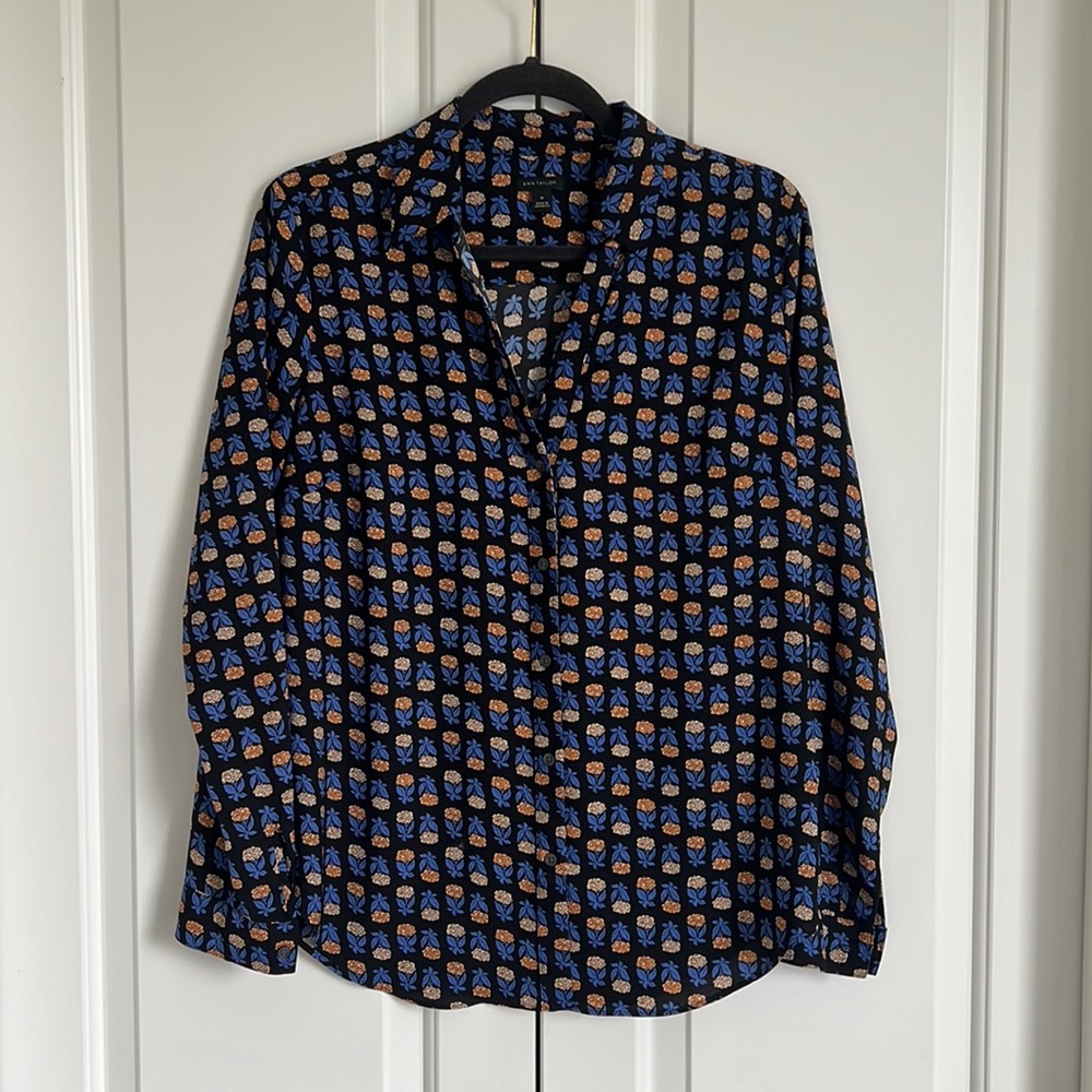 Ann Taylor Essential Shirt Long Sleeve Collared Button Up Shirt Blouse